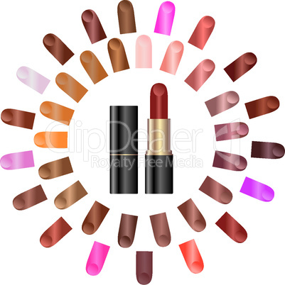 Palette of colors of lipstick