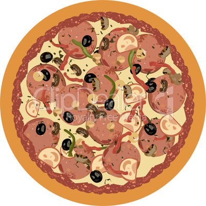 Realistic illustration pizza on white background