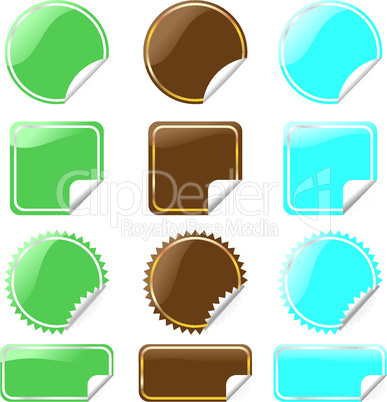 set of glossy labels in various shapes