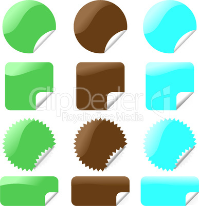 set of glossy labels in various shapes