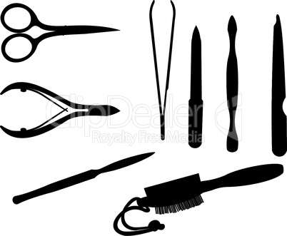 Manicure and chiropody tools vector collection