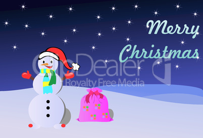 Christmas background with snowflakes and snowball