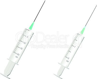 Two empty syringes isolated over white background