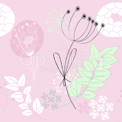 Pink seamless pattern with flowers