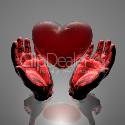 red heart in hands