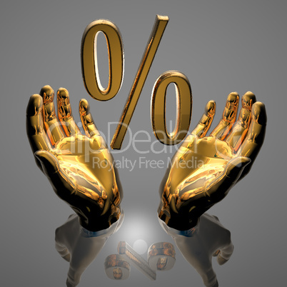 hands with a percentage sign