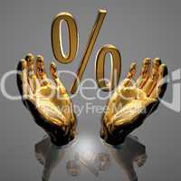 hands with a percentage sign