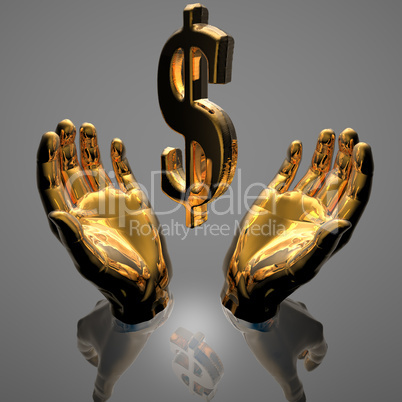 hands with a dollar sign