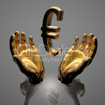 hands with a euro sign