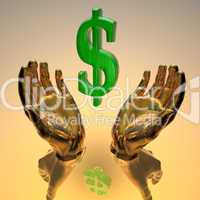hands with a dollar sign