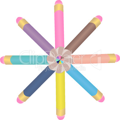 Illustration set colors pencils