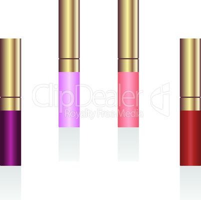 Realistic illustration of lipsticks are isolated on white background
