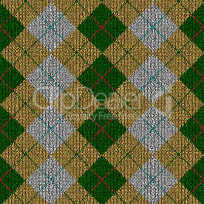 green, yellow, grey tartan knitwork pattern