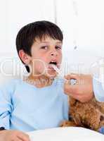 Adorable little boy attending medical exam