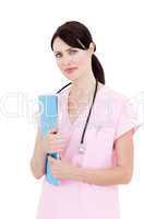 Portrait of an elegant nurse holding a stethoscope