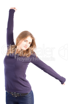 woman spread her arms