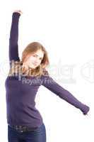 woman spread her arms