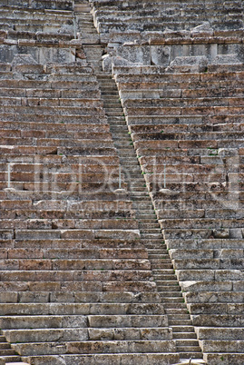 Closeup view of the Greek ancient theatre