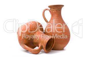 Jugs on white background