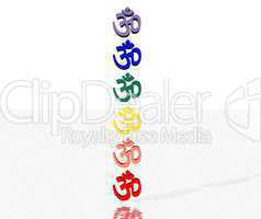 Colored aum / om in chakra column