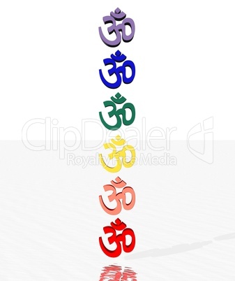 Colored aum / om in chakra column