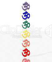 Colored aum / om in chakra column