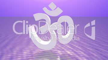 White aum / om in violet background