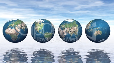 Continents on four earth