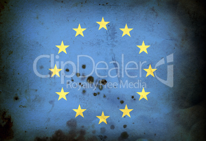 Burned flag of European union