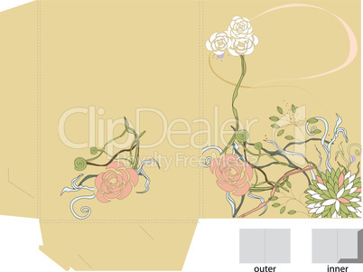 Template for decorative folder with floral element