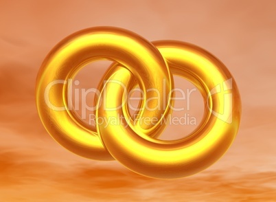 Two rings in orange sky