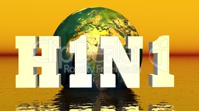 H1N1 virus in front of the earth
