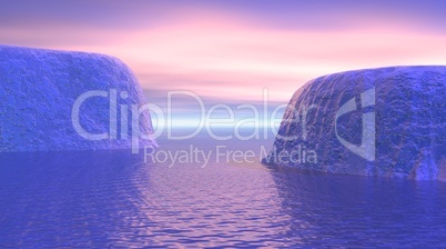 Icebergs by sunrise