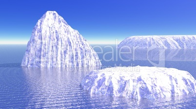 Three icebergs in ocean