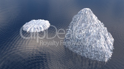 Two icebergs from above
