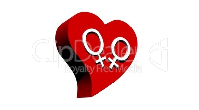Lesbian couple in red heart