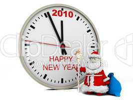 Santa Claus with New Year's clock