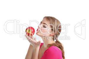 girl with apple