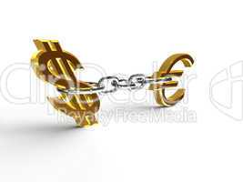 linked dollar and euro sign