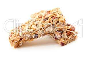 Two Granola Bars Isolated on White