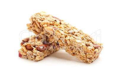 Two Granola Bars Isolated on White