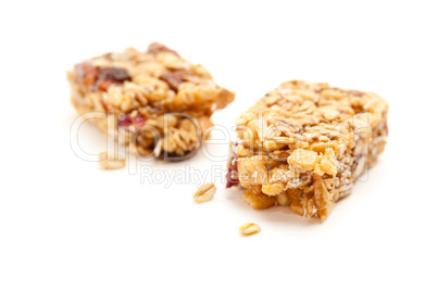 Broken Granola Bar Isolated on White