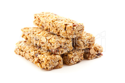 Stacked Granola Bars Isolated on White