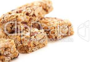 Several Granola Bars Isolated on White