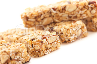 Several Granola Bars Isolated on White