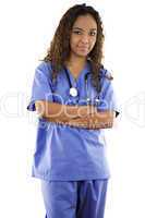 Woman wearing scrubs