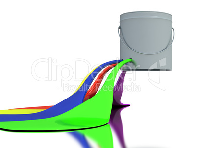 Bucket with a paint