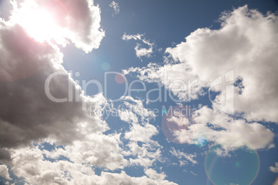 Beautiful Sky and Clouds with Lens Flare