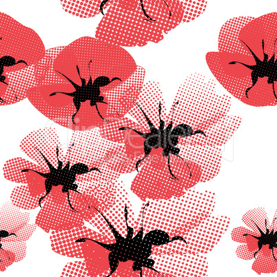 floral seamless pattern with poppy