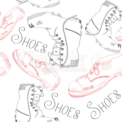 seamless pattern with shoes on white background